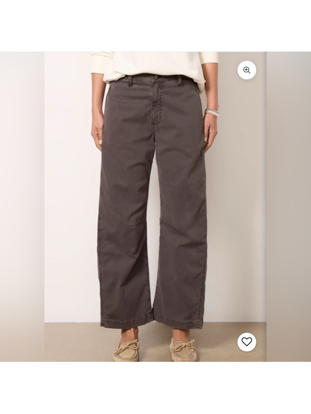 AG Jeans Fiona barrel leg chino pant in charcoal, size 27